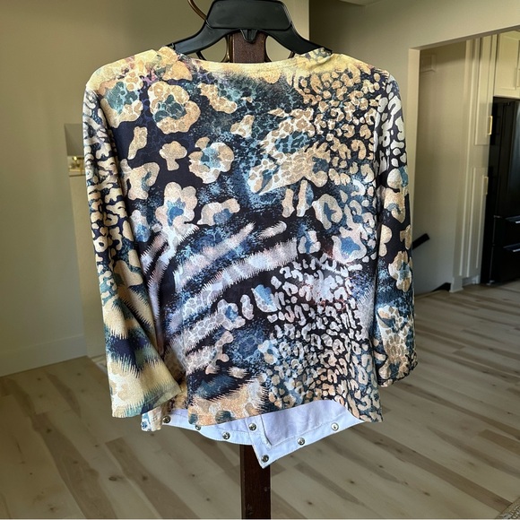 IC Paris Asymmetrical Multi Animal Print Blouse - Picture 3 of 4